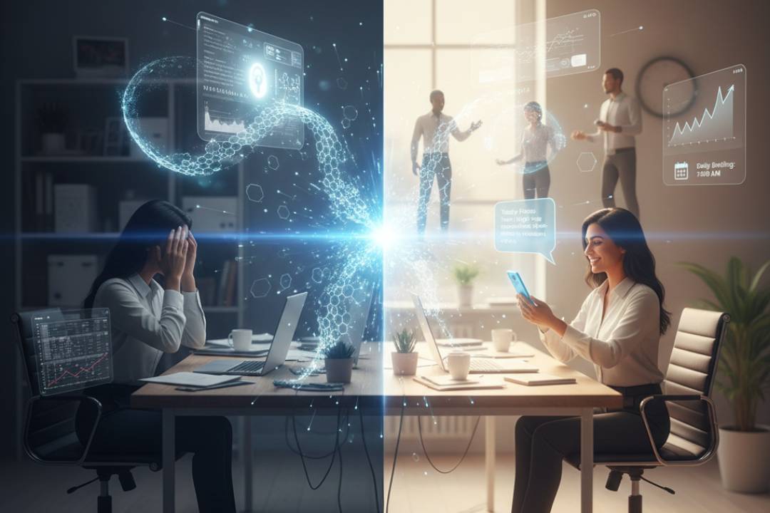 Teamwork in modern tech office